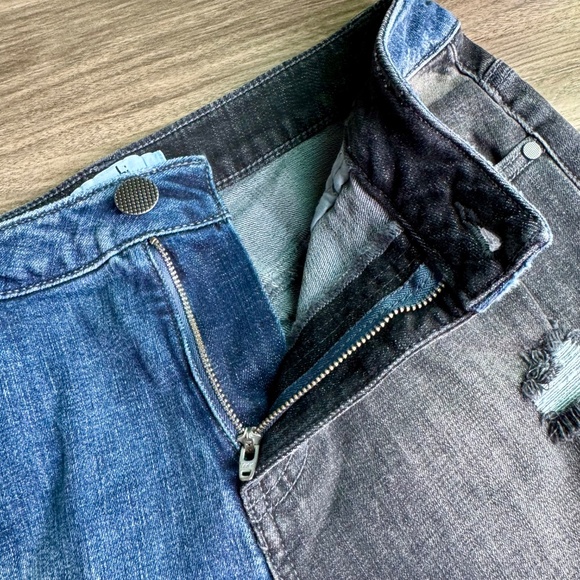 CAbi Park Colorblock Denim Shorts Distressed Frayed Hems Stretch Size 2 - Picture 5 of 15
